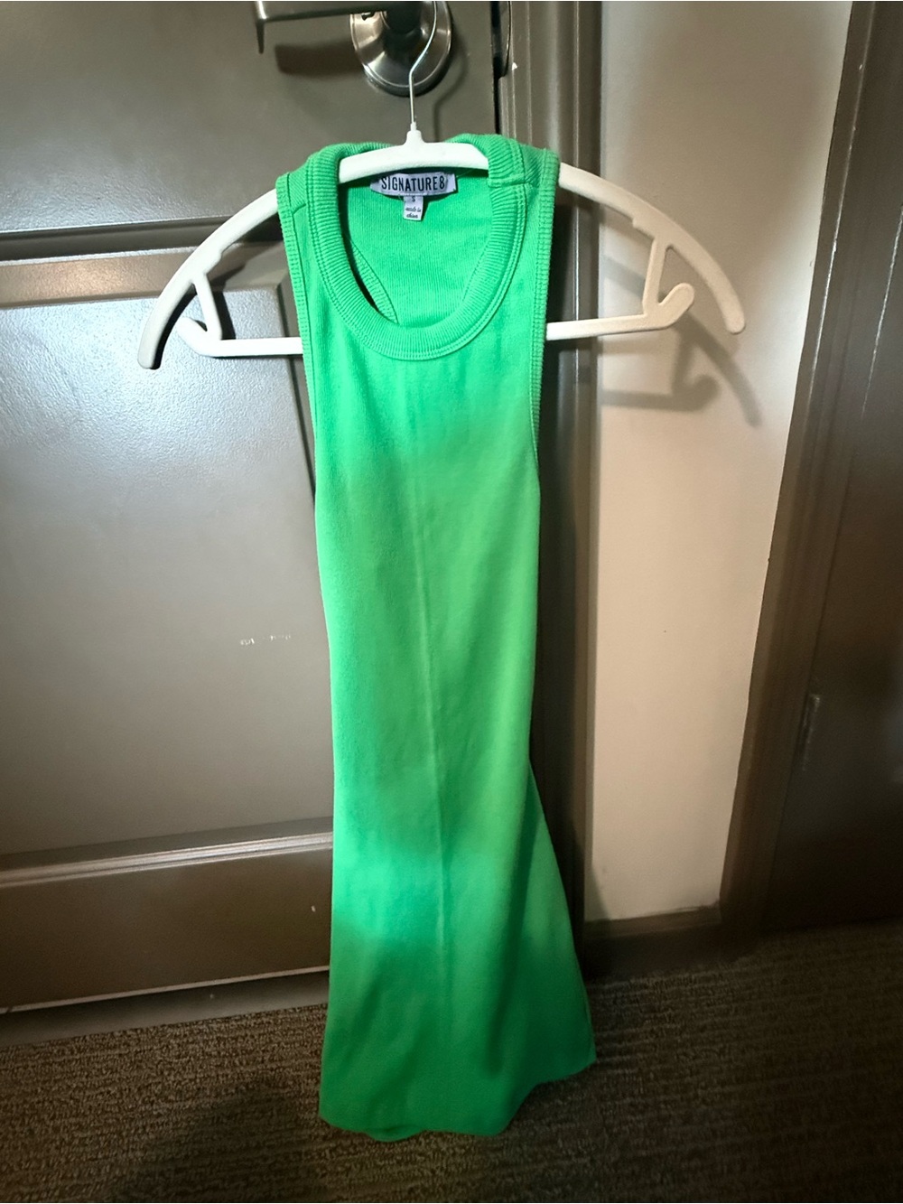 Signature8 Bright Green Ribbed Maxi Tank Dress